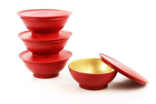 TUPPERWARE Allegra Dessert Bowl 275 ml Red / Gold (4) Dessert Bowl