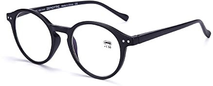 ZENOTTIC Blaue Licht Blockieren Lesebrille, Anti Schwindlig Glasses Damen und Herren Leicht Rundrahmen Retro Brillen (+0.00, SCHWARZ)