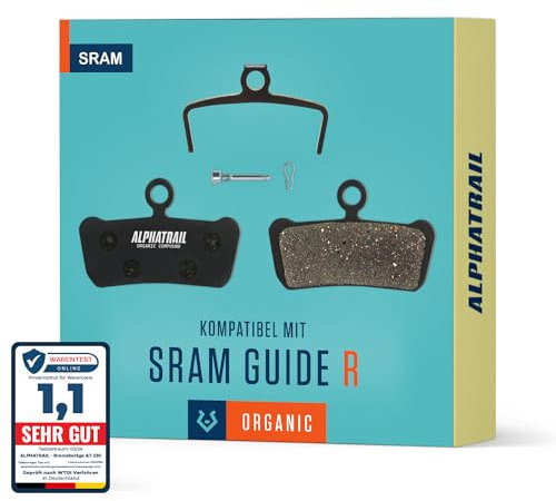 MTB Bremsbeläge für SRAM Guide R, T, G2 Level & Avid Trail Bremsen I Hochleistungs-Resin I Langlebig & passgenau für E-Bikes und Mountainbikes I 1 Paar organische Scheibenbremsbeläge