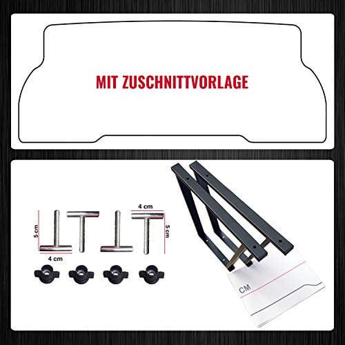 BREMER SITZBEZÜGE Pulverbeschichtete Multiflexboard Konsole kompatibel mit VW Multivan T5 T6 T6.1 / T5 Zubehör / T6 Bettverlängerung/Höhe 51cm 2 Stück in Schwarz