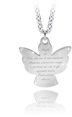 SAGA GIOIELLI® COLLANA DONNA PREGHIERA ANGELO DI DIO PROTEZIONE