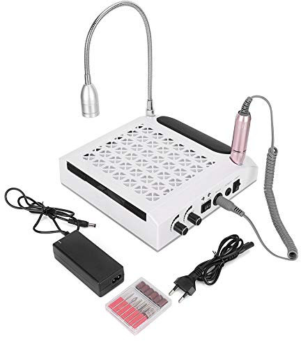 Brrnoo Elektrische Nagelfräser Set Mit Absaugung, 4 in 1 80w Nagel Staubabsaugung Starke Elektrische Nagelbohrmaschine Nail Art Vakuum Nagelreiniger Nail Art Lampe Handkissen Nail Art Ausrüstung