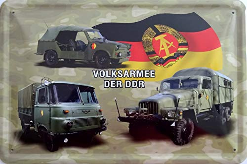 Blechschild Schild 20x30cm gewölbt - Volksarmee der DDR Trabant Kübel Robur G5 LKW Militär