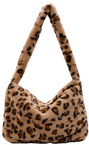 KANUBI Umhängetaschen, Plüschhandtaschen, Handtaschen, Blumenkupplungen, flauschige Handtaschen, Geldbörsen unter den Armen, Umhängetaschen, süße Damenhandtaschen mit Blumenmuster (Light Brown)