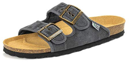 Natural World Eco - Sandalias Veganas Tintado Unisex - Algodón Orgánico - para Mujeres y Hombres a la Moda - Color Negro - 7001E