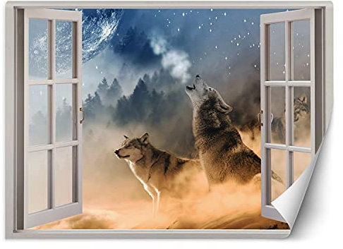Feeby - 3d Tapete - Fensterblick - 140x100 cm, Fototapete Schlafzimmer - Deko Wohnzimmer - Wallpaper - Wand Deko - Wandtapete XXL - Tapete - Wanddeko - Vliestapete - Landschaft