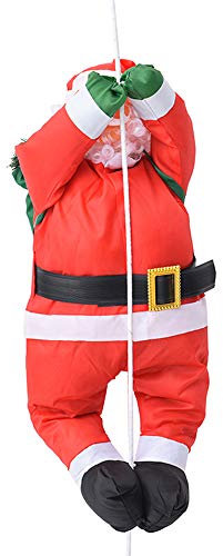 Weihnachtsmann auf Leiter, Weihnachtsbaum Dekoration, Weihnachtsmann Aussen, Weihnachtsdeko Amerikanisch Plüsch Hängende Kletternder Verzierung, Weihnachts Deko Indoor Außen Fenster Garten Wände (E)