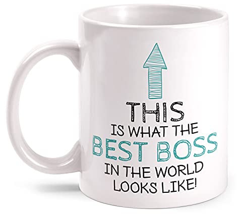Fashionalarm Mug The Best Boss in The World - Double-Sided Print Motif Design | Funny Birthday Gift idea for boss Manager Department Head, Weiß 330 ml