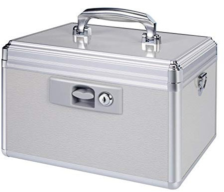 HEWEI WORKS Key Locking Medicine Box with Portable Storage Case, Child Safe Medication Lock Organizer, Locked Empty First Aid Storage Chest, Lockbox for Drugs use