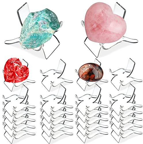 (24 PCS)Display Stand,Acrylic Rock Display stands,Clear Display Easel Stands Pedestal for Crystal Geodes Rock Mineral Agate Fossil Coral crystal/gemstone Small Collectibles Display Stands (Small)