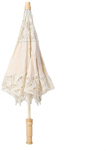 Pilipane Spitzen-Blumen-Regenschirm,Fotografie-Spitzen-Sonnenschirm, Spitzen-Regenschirm-Sonnenschirm, Vintage-Hochzeits-Brautregenschirm, für Mädchen-Party-Dekor-Tanzen-Fotografie(L-Beige), Spit