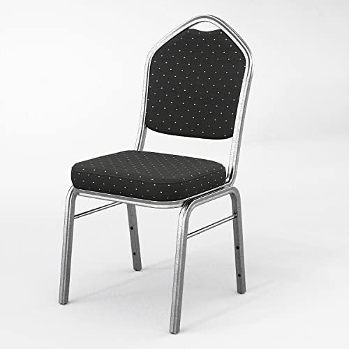 GGMMÖBEL Alexa | 12-er Set | Bankettstuhl | Bankettstühle | Bistrostuhl | Saalstühle | Konferenzstuhl | Gastrostuhl | Stoff | Schwarz | Stapelbar | mit Goldpunkte