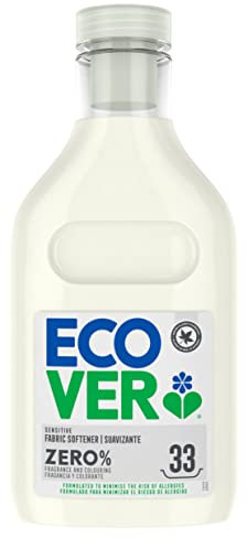 Ecover Zero Weichspüler, umweltfreundlich, biologisch abbaubare Inhaltsstoffe, ohne Duftstoffe, ohne Farbstoffe, 1 l, für 33 Wäschen