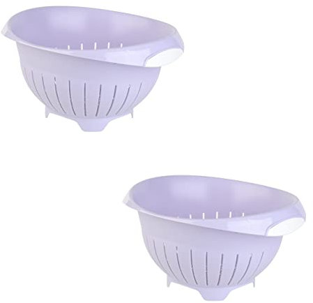 2 x farbenfrohes Abtropfsieb, Farbe: Flieder, Kunststoff, BPA-frei, Ø 24,50 cm, Haushaltssieb, Nudelsieb, Gemüse Seiher, Küchensieb, spülmaschinengeeignet