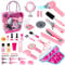 deAO Schönheitssalon-Set für Mädchen, 35-teilig, Modespiel mit Haartrockner, Spiegel, Lockenstab und anderem Zubehör, simuliertes Make-up-Set für Kinder