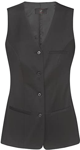 GREIFF Damen-Weste 4-Knopf Basic Regular Fit, 4-Knopf, 2 Leistentaschen, 1 Brustleistentasche, 1 Innentasche, Stoffrücken, Farbe: Anthrazit, Größe: 46
