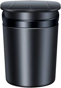 WGZNYN Auto Aschenbecher für VW ID.3/ ID.4 /ID.5/ ID. Buzz/Passat/Polo/ T6/ T7, Easy Clean Up Abnehmbarer Autoaschenbecher Mit LED Licht Tragbarer Autoaschenbecher,Black