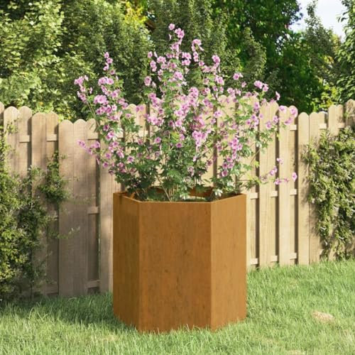 INLIFE 823674 Pot de fleurs gris 40 x 40 x 45 cm en acier Corten 3,18 kg