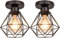 PETITES ECREVISSES 2 piezas Lámpara de techo E27 Vintage Industrial Lampara Colgante Retro Diseño de Jaula de Hierro Negro Iluminación Para Cocina Comedor Sala de estar (L-16cm-2pcs)