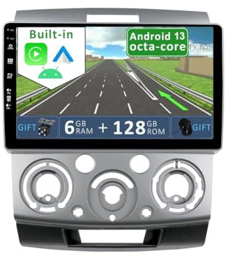 YUNTX [6GB+128GB] Android 13 Autoradio für Ford Ranger/Mazda BT50 (2006-2011)-[Integriertes CarPlay/Android Auto/DSP/GPS]-9”IPS 2.5D-Kam+MIC-DAB/Mirror Link/Bluetooth 5.0/360 Kamera/Lenkradsteuerung