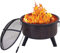 Yoyomax Feuerstelle, 66 cm, rund, gewebtes Metall, Holzkamin mit Bildschirm, Abdeckung und Schürhaken, platzsparend für den Außenbereich und Terrasse, Braun