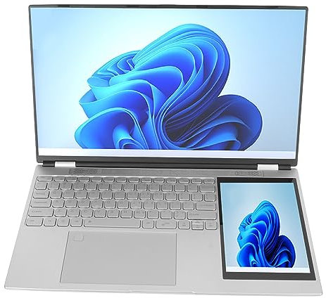 Topiky Doppelbildschirm Laptop für Win 11, 15,6 Zoll IPS Bildschirm Notebook mit 7 Zoll IPS Touchscreen, Laptop Computer mit N5105 Quad 2,0 GHz Prozessor (16 GB + 2 TB