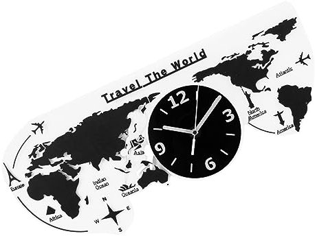 Warmhm Wanduhr Weltkarte Acryl Hängende Uhr Für Wohnzimmer Schlafzimmer Esszimmer Dekorative Stille Uhr Modern Design