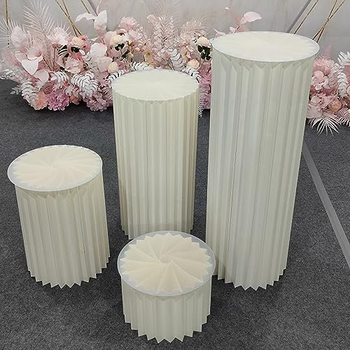 paiye 4PCS Runde Zylinder sockel Display,Cylinder White Pedestal Stands,Pedestales para decoracion de Fiestas,römischer Säulen-Desserttisch, für Hochzeit, Geburtstag (Color : White 4PCS, Size : 40CM)