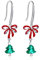 Grüner Weihnachtsbaum Ohrringe für Damen - Qings 925 Sterling Silber Weihnachten Rote Schleife Baumeln Tropfen Ohrringe Christmas Tree Schmuck Weihnachts Geschenke für Frauen Mädchen