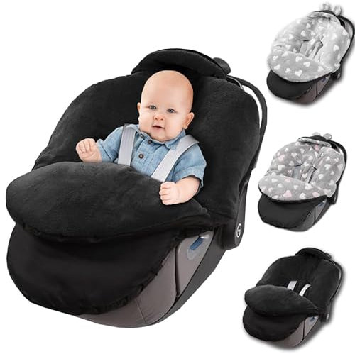Leanbe Fußsack Baby Einschlagdecke für Winter geeignet für Kinderwagen Babyschale Babyfußsack Babybett Autositz Buggy (Schwarz)