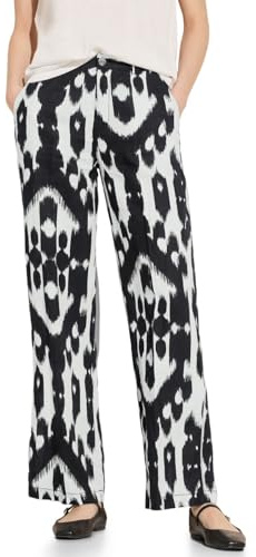 Street One Damen Leinenhose mit Print Black,36W/30L