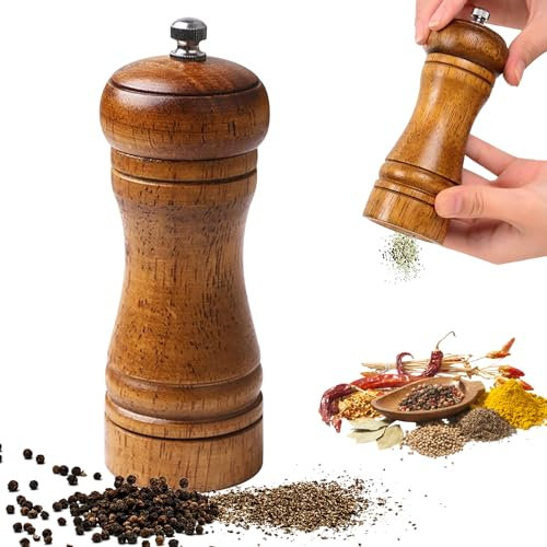 Moulin à Poivre, Réglables Broyeur d'Épices en Céramique, Moulin Sel Poivre Bois, Manuel Moulins à Épices, Moulins à Épices dans des Bouteilles pour la Maison ou la Cuisine Diverses Épices