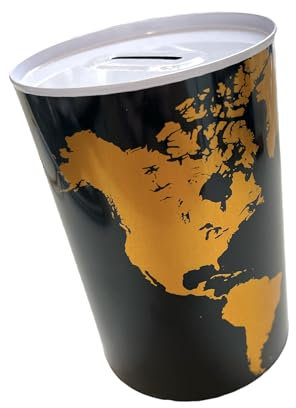 BLUECHOLON Originelle Spardose mit Stil und Botschaft - Große Spardose für Erwachsene - Spardose Dose Geschenk XL Schwarz Gold New York I Love Money World (World Gold)