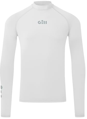 Gill Mens ZenZero Rash Guard Vest Top - Long Sleeve with 50+ UPF Sun Protection for Watersport (White, XXL)