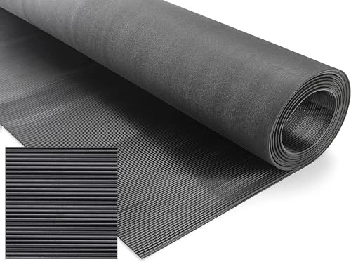 Tappeto Gomma Antiscivolo MILLERIGHE Copri Pavimento H120 Cm ALTO Spessore 3mm Nero Robusto su Misura (300X120_MILLERIGHE_GOMMA)