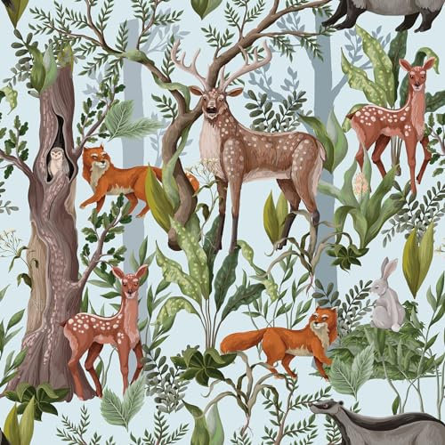 VaryPaper Peel and Stick Tropical Animal Wallpaper 44.5cmx200cm Patterned Contact Paper Sticky Back Plastic Roll Bright Stick on Wallpaper for Kids Bedroom Nursery Sticky Vinyl Wrap for Furniture