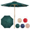 CASUNER Ombrello da giardino in legno da 2,4 m, con puleggia di sollevamento, per giardino, cortile, piscina, mercato (tortora) (verde)
