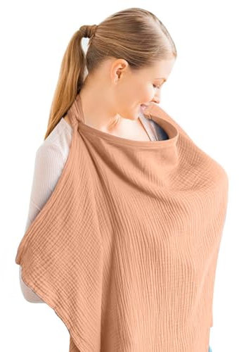 Aolso Tablier Allaitement, Couverture d'allaitement en mousseline pour bébé,Grande housse d'allaitement, Couverture d'allaitement en Coton Cape Allaitement Avec anneau rigide - Tablier d'allaitement