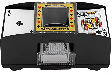 SUNJULY Mélangeur de Cartes Automatique à 2 Jeux, Mélangeur de Cartes Électrique, Mélangeur de Cartes Rapide à Piles, Outil de Jeu pour Casino, Maison, Fête, Jeux De Société