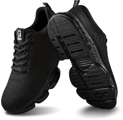 LAoutun Arbeitsschuhe Herren Leichte Sicherheitsschuhe Elastische weiche Stahlkappenschuhe Berufsschuhe Herren Bequeme Stilvolle Schützende Industrielle Arbeitsstiefel mit Luftkissen