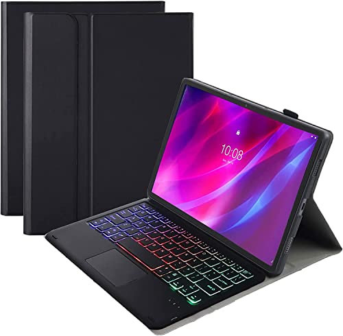 VLEAQC Étui avec Clavier pour Lenovo Tab P11 (TB-J606F/J606X)/Tab P11 Plus (TB-J616F/J616X), Clavier Bluetooth avec trackpad sans Fil Amovible, rétroéclairage 3 Couleurs, étui Fin et léger,Noir