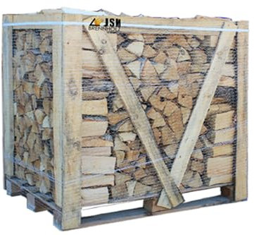 JSM-Brennholz Brennholz Birke kammerhetrocknet - Scheitänge 25cm / 33 cm - 1,6 SRM/ 1RM - 1 Palette - für Kamin, Ofen, Grill, Smoker (30-33 cm)