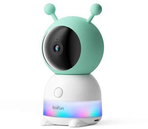 BOIFUN 2K Babyphone Camera, Veilleuse Colorée, Supporte Téléphone et Moniteur, Rotation à 360°, Détection de Mouvement, Suivi Automatique, ABS de Sécurité
