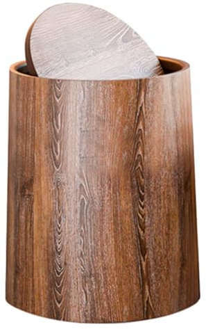 Kichvoe Swing Deckel Abfalleimer Mit Holzoptik Mülleimer Für Küche Büro Schlafzimmer Stabiler Dekorativer Abfallbehälter Für Haushalt Und Hotel