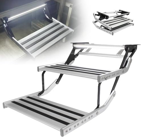 Marchepieds électriques pour camping-car | Plate-forme rétractable automatique | Marche d'entrée de camping-car | Construction en aluminium et en acier/antidérapant et assemblage facile de boulons