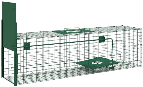 Outsunny Levande fångstfälla 100 L x 25 l x 28 H cm mörkgrön