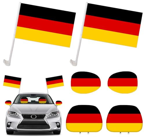 Deutschland Fan-Set, 6-teilig, Autofahnen, Länderflagge, Sport-Dekoration (6-teiliges Deutschland)
