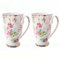 Kaffeebecher 2er set, Blumenmuster Porzellan Kaffeetasse Trinkbecher, 300 ml Knochen China Teetassen mit Griff für Kaffee Tee Milch Cappuccino (A)
