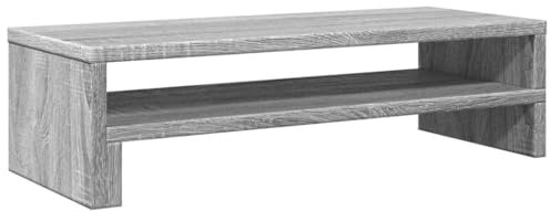 vidaXL Monitorständer, Unterbau Bildschirm Laptop Ständer, Tisch Erhöhung für PC Monitor Drucker, Bildschirmerhöhung mit Stauraum, Grau Sonoma Holzwerkstoff