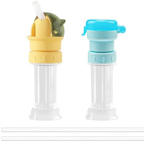 0XBIT 2 Stück Trinkflasche Deckel mit Strohhalm, Ersatzdeckel Trinkflasche, Silikon Trinkflasche Deckel, Wasserflasche Zubehör, für Wasserflaschen mit Standarddurchmesser